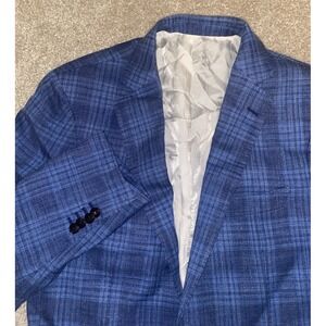 Men's Blue Plaid Blazer